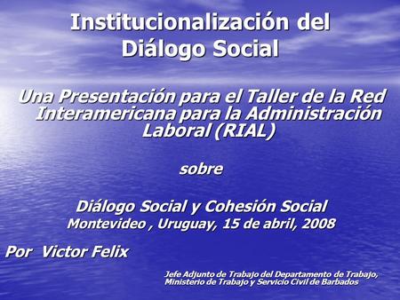 Institucionalización del Diálogo Social