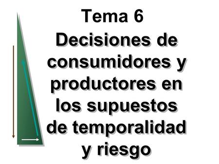 Tema 6 Decisiones de consumidores y productores en los supuestos de temporalidad y riesgo 1.