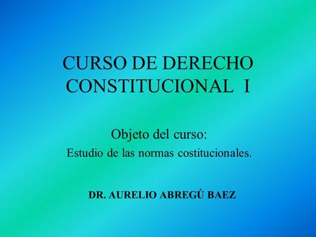 CURSO DE DERECHO CONSTITUCIONAL I
