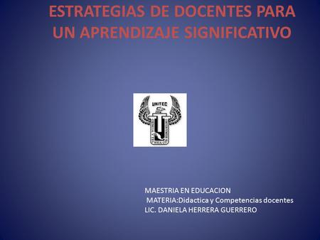 ESTRATEGIAS DE DOCENTES PARA UN APRENDIZAJE SIGNIFICATIVO