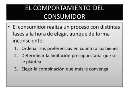 EL COMPORTAMIENTO DEL CONSUMIDOR