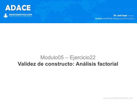 Www.cursodeestadistica.com Modulo05 – Ejercicio22 Validez de constructo: Análisis factorial.