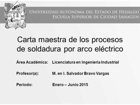 Carta maestra de los procesos de soldadura por arco eléctrico