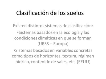 Clasificación de los suelos