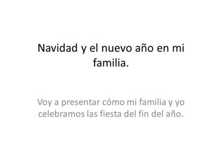 Navidad y el nuevo año en mi familia.