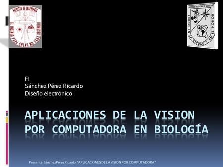 FI Sánchez Pérez Ricardo Diseño electrónico Presenta: Sánchez Pérez Ricardo “APLICACIONES DE LA VISION POR COMPUTADORA “