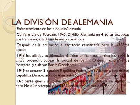 LA DIVISIÓN DE ALEMANIA