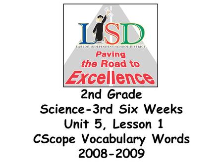 2nd Grade Science-3rd Six Weeks Unit 5, Lesson 1 CScope Vocabulary Words 2008-2009.