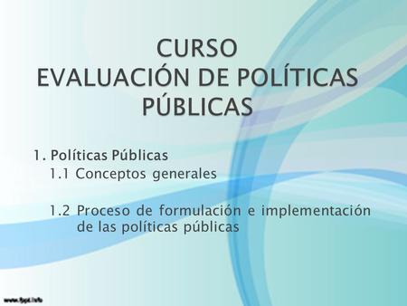 CURSO EVALUACIÓN DE POLÍTICAS PÚBLICAS