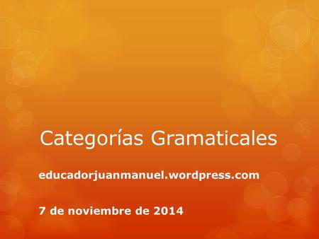 Categorías Gramaticales