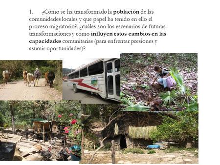 1.¿Cómo se ha transformado la población de las comunidades locales y que papel ha tenido en ello el proceso migratorio?, ¿cuáles son los escenarios de.