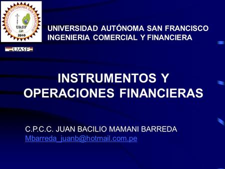 INSTRUMENTOS Y OPERACIONES FINANCIERAS