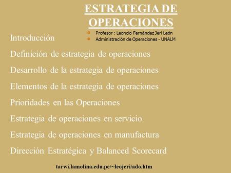 ESTRATEGIA DE OPERACIONES