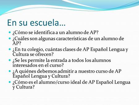 En su escuela… ¿Cómo se identifica a un alumno de AP?