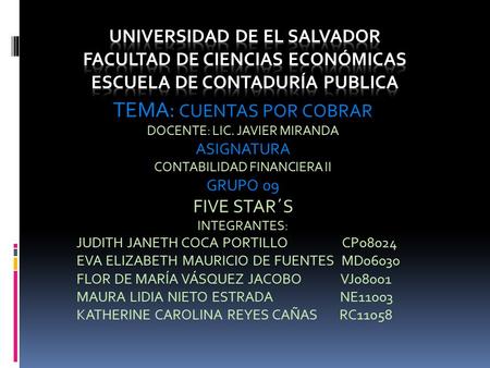 TEMA: CUENTAS POR COBRAR