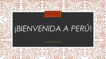 ¡bienvenida a Perú! Mary-Kate Lawlor.