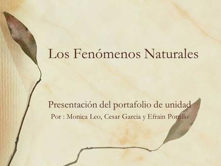 Los Fenómenos Naturales