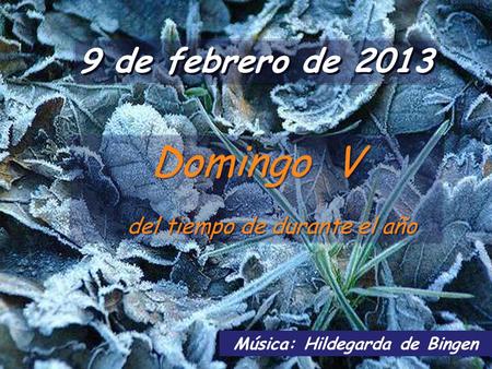 9 de febrero de 2013 Domingo V del tiempo de durante el año Domingo V del tiempo de durante el año Música: Hildegarda de Bingen.