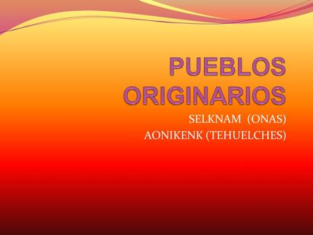 SELKNAM (ONAS) AONIKENK (TEHUELCHES). SELKNAM (ONAS) UBICACIÓN: Pueblo indígena del sector norte de la isla grande de Tierra del fuego, que se ubica en.