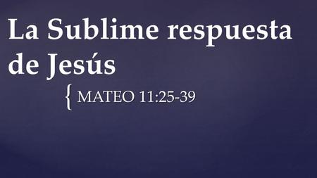La Sublime respuesta de Jesús