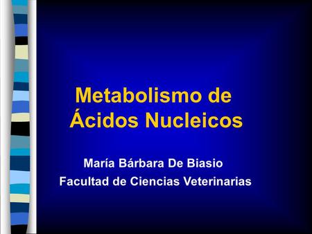 Metabolismo de Ácidos Nucleicos María Bárbara De Biasio Facultad de Ciencias Veterinarias.