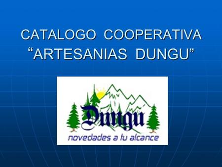 CATALOGO COOPERATIVA “ ARTESANIAS DUNGU”. CojinesCaracterísticas: Color : A pedido Color : A pedido Tamaño:50 x 50 cm Tamaño:50 x 50 cm Código : 10300.