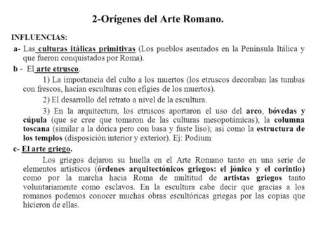2-Orígenes del Arte Romano.