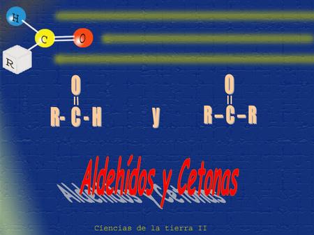 O O R- C - H R – C – R y Aldehídos y Cetonas.