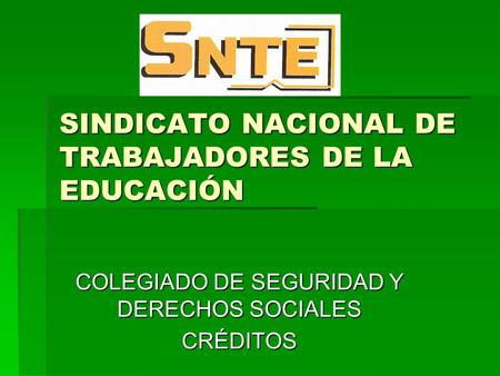 SINDICATO NACIONAL DE TRABAJADORES DE LA EDUCACIÓN COLEGIADO DE SEGURIDAD Y DERECHOS SOCIALES CRÉDITOS.