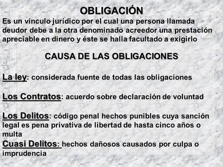 CAUSA DE LAS OBLIGACIONES