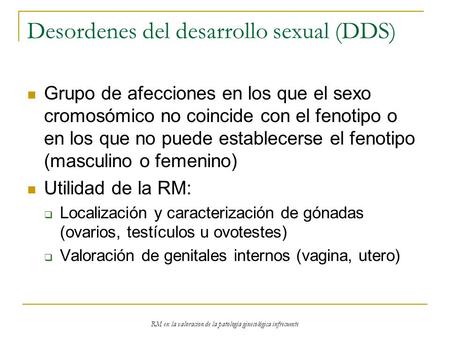 Desordenes del desarrollo sexual (DDS)