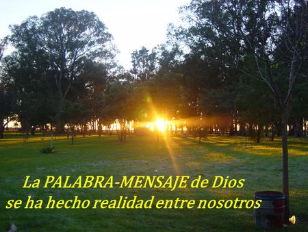 La PALABRA-MENSAJE de Dios se ha hecho realidad entre nosotros.