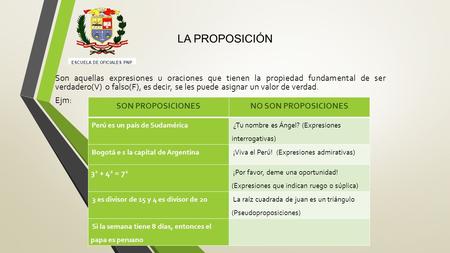 LA PROPOSICIÓN ESCUELA DE OFICIALES PNP