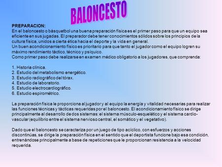 BALONCESTO PREPARACION: