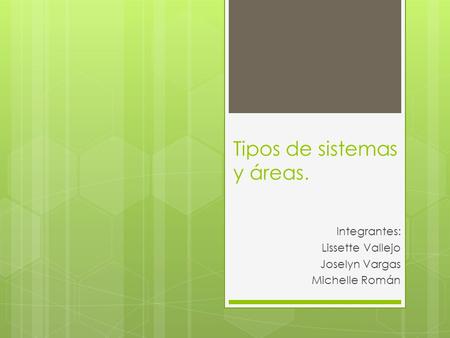 Tipos de sistemas y áreas.