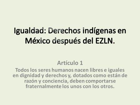 Igualdad: Derechos indígenas en México después del EZLN.