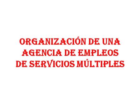 ORGANIZACIÓN DE UNA AGENCIA DE EMPLEOS DE SERVICIOS MÚLTIPLES.