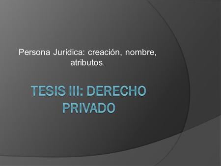 TESIS III: DERECHO PRIVADO