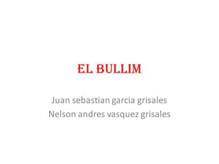 El bullim Juan sebastian garcia grisales Nelson andres vasquez grisales.