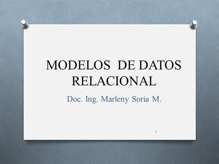 MODELOS DE DATOS RELACIONAL