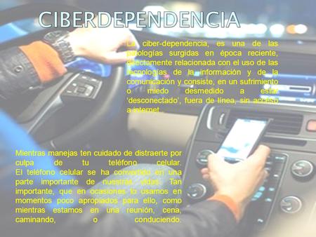 Mientras manejas ten cuidado de distraerte por culpa de tu teléfono celular. El teléfono celular se ha convertido en una parte importante de nuestras vidas.
