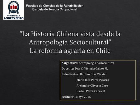 Facultad de Ciencias de la Rehabilitación Escuela de Terapia Ocupacional.