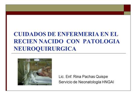 Lic. Enf. Rina Pachas Quispe Servicio de Neonatología HNGAI