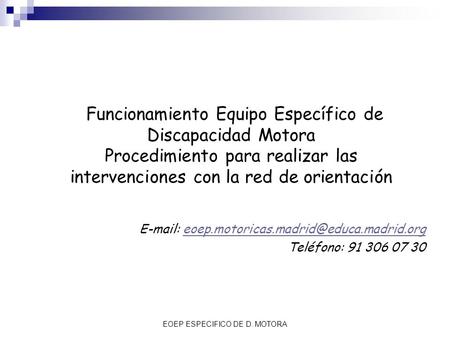 EOEP ESPECIFICO DE D. MOTORA