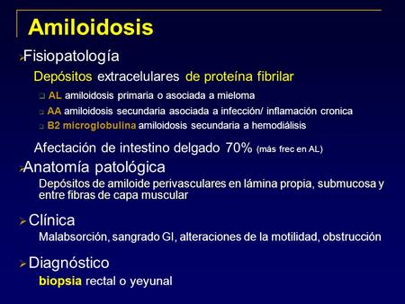 Amiloidosis Clínica Diagnóstico Fisiopatología