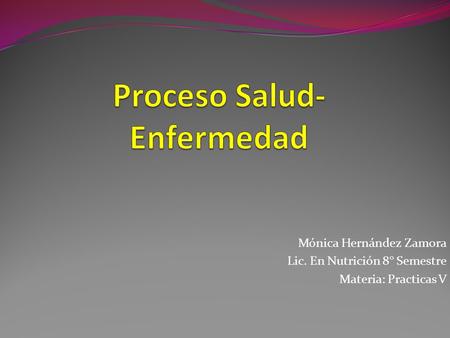 Mónica Hernández Zamora Lic. En Nutrición 8° Semestre Materia: Practicas V.