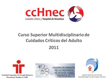 Curso Superior Multidisciplinario de Cuidados Críticos del Adulto 2011 Sociedad Argentina de Terapia Intensiva Personería Jurídica nº 2481 Capítulo de.