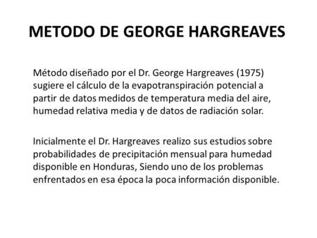 METODO DE GEORGE HARGREAVES