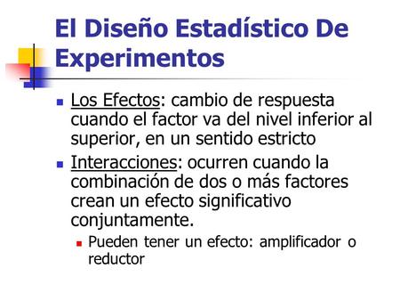 El Diseño Estadístico De Experimentos