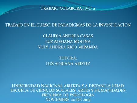 TRABAJO EN EL CURSO DE PARADIGMAS DE LA INVESTIGACION